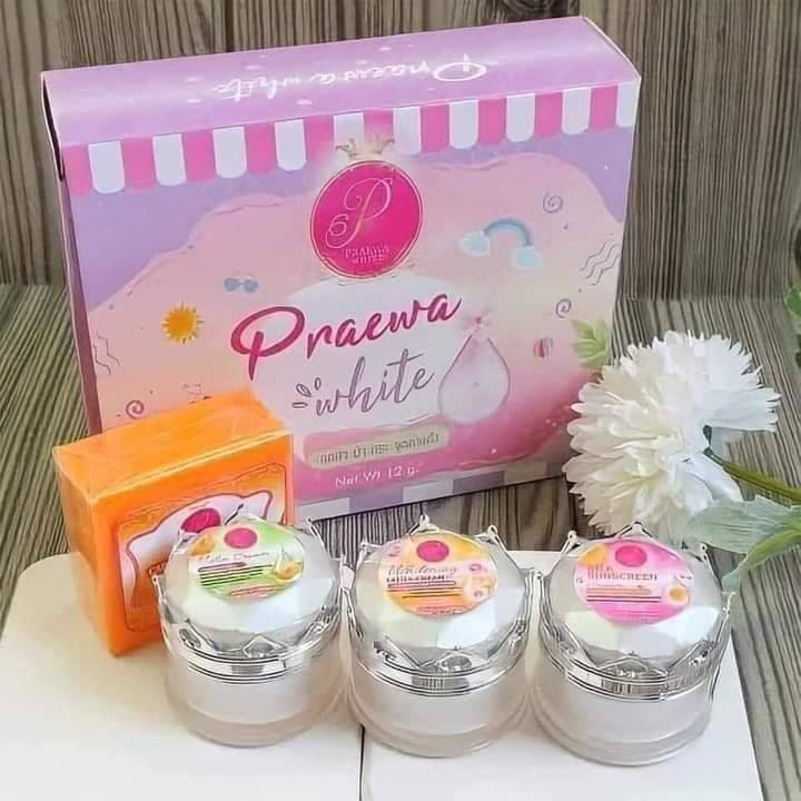 Praewa White ครีมแพรวาไวท์ (ชุดใหญ่4ชิ้น) 12g. Cream Praewa