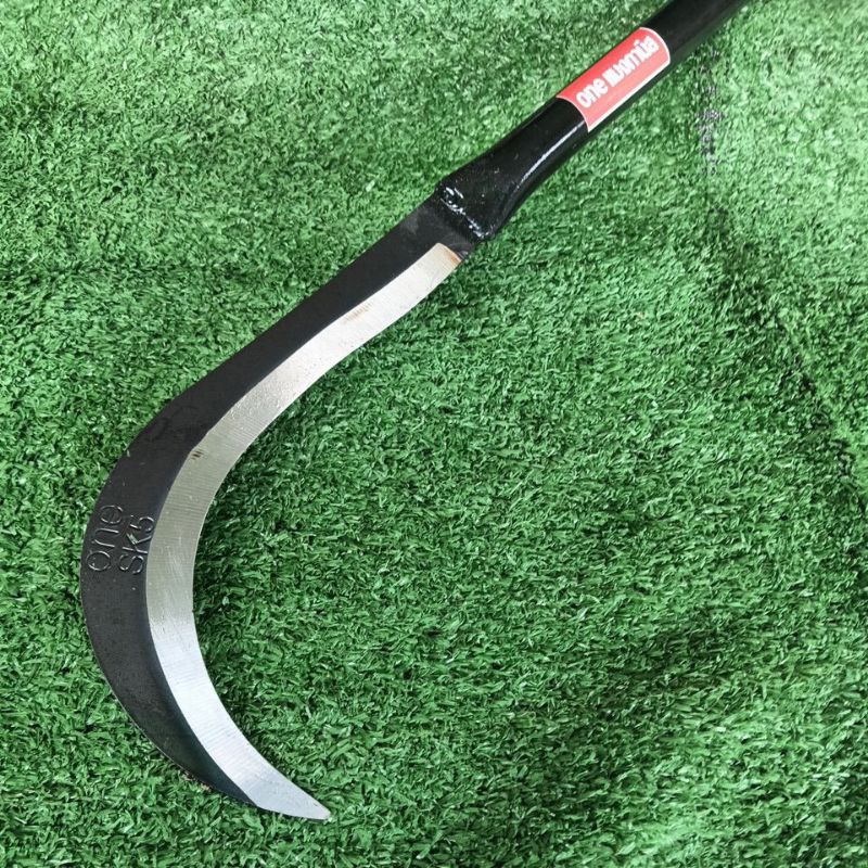 ขอเคียวถางหญ้า(รุ่นหนา 3มิล)ทำมาจากเหล็กSK5)ด้ามเหล็กยาวใบมีดคมพิเศษ