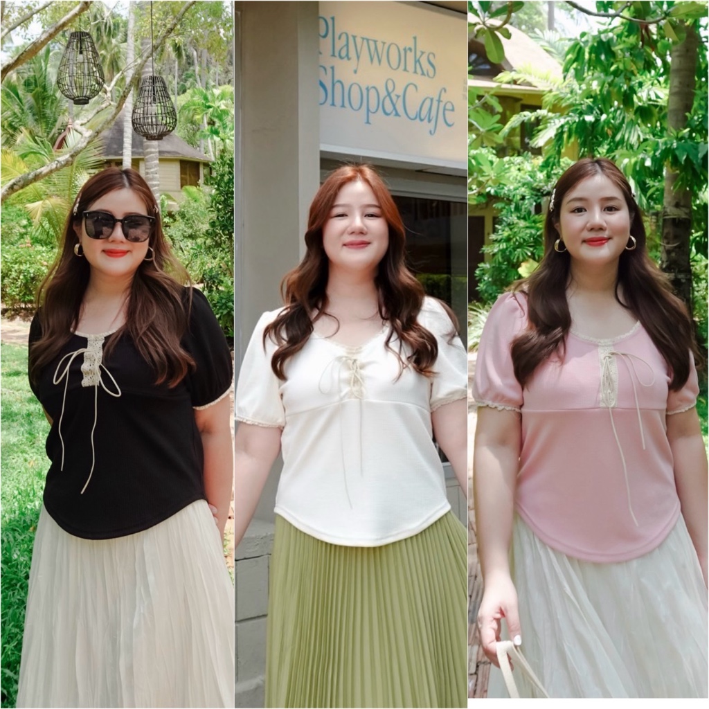 ( อกถึง 46”) Lace Ribby เสื้อสาวอวบ