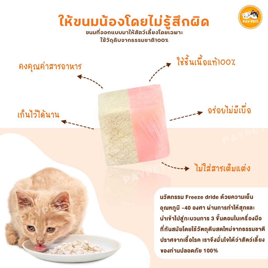 ขนมฟรีซดรายเต๋าFreeze Drie Snack อร่อย+มีประโยชน์ ฟรีซดรายเต๋าสุนัข-แมว เนื้อเน้นๆสำหรับแมวรักสุขภาพ ราคา ถูกที่สุด ดีลบีเคเค แกลเลอรีภาพที่ 3