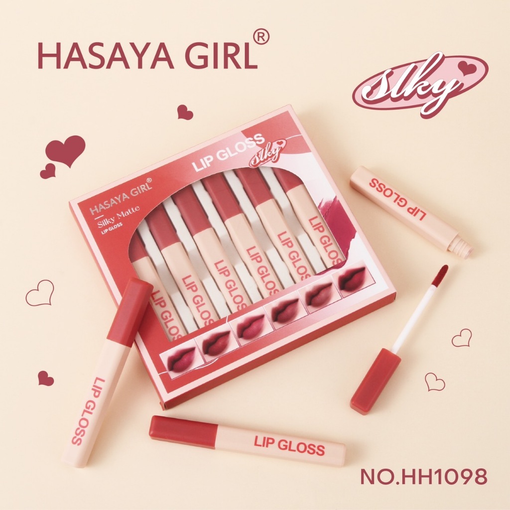 HH1098 เซตลิปจิ้มจุ่ม HASAYA GIRL  สีเเดงตุ่นๆ เนื้อบางเบา ให้ความชุ่มชื้น เกลี่ยง่าย