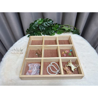 Madoodiiz ถาดไม้9ช่อง กล่องไม้ กะบะไม้ (ถาด9ช่อง) 30*30*4cm พร้อมส่ง