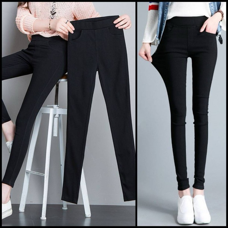 กางเกงสกินนี่​ มีกระเป๋า​ ผ้ายืดเกาหลี