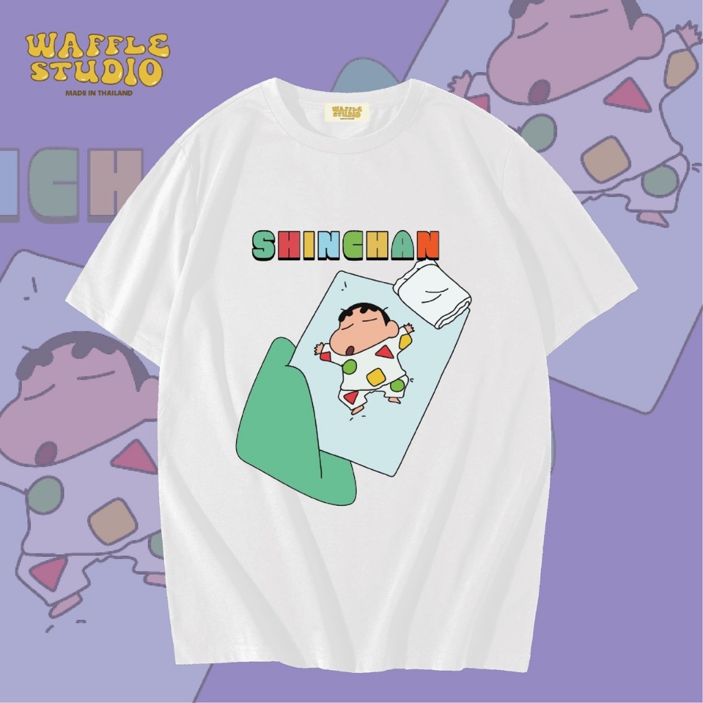 [ ลิทสิทธิ์แท้ ] WS0257 เสื้อยืดโอเวอร์ไซส์ เสื้อยืดเกาหลี ผ้าคอตตอน100% เสื้อยืด ชินจัง Chinjung WAFFLE STUDIO