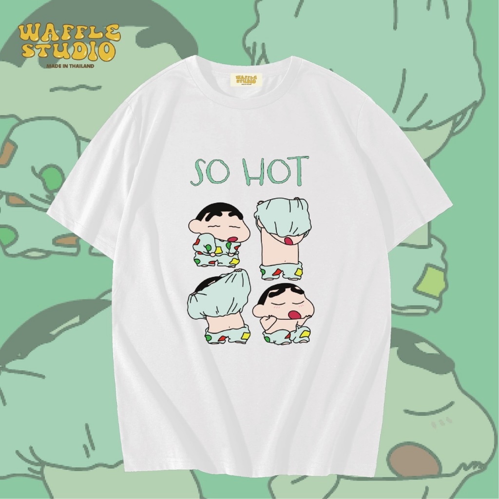 [ ลิทสิทธิ์แท้ ] WS0255 เสื้อยืดโอเวอร์ไซส์ เสื้อยืดเกาหลี ผ้าคอตตอน100% เสื้อยืด ชินจัง Chinjung WAFFLE STUDIO
