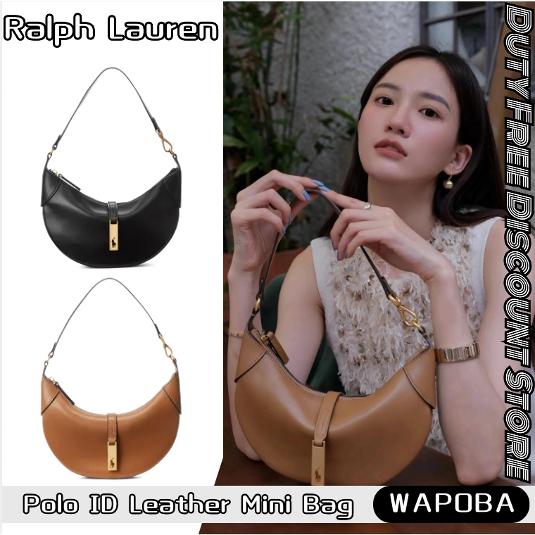 Ralph Lauren Polo ID Mini Shoulder Bag ราล์ฟ ลอเรน กระเป๋ารักแร้ผู้หญิงหนังวัว/กระเป๋าสะพายไหล่ WAPOBAG02V20014