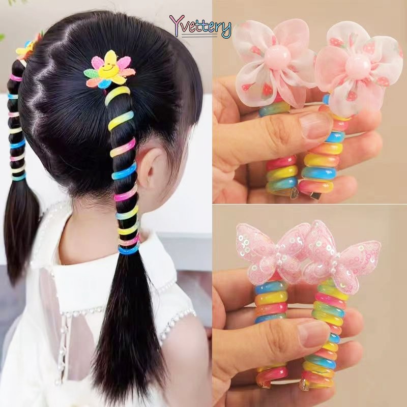 ร้านค้าไทย🔥ยางรัดผม แบบยืดหยุ่นสูง ลายดอกไม้น่ารัก สีรุ้ง สําหรับเด็กผู้หญิง เด็ก 1 ชิ้น ราคาส่งถูกที่สุด