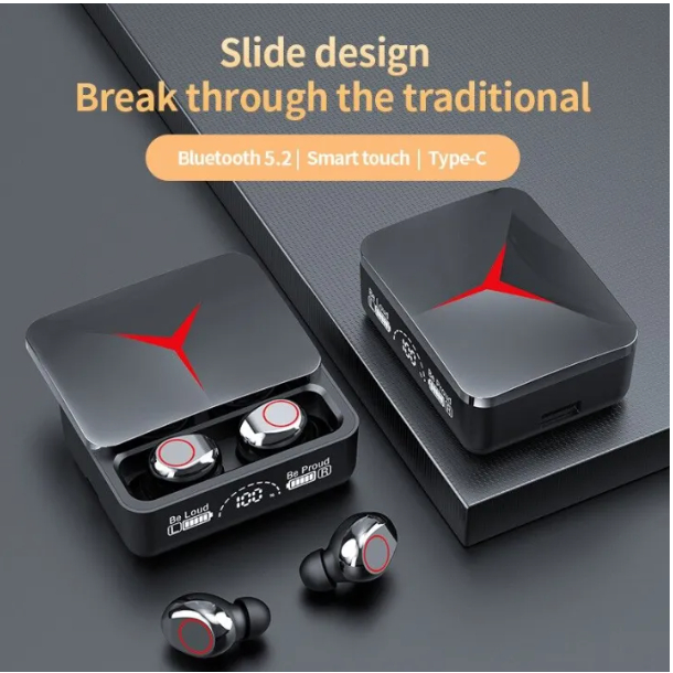 ชุดหูฟังบลูทูธไร้สาย M90 หน้าจอ LED สเตอริโอ เบส ควบคุมสัมผัส พร้อมไมโครโฟน สําหรับ M90 Wireless Blu