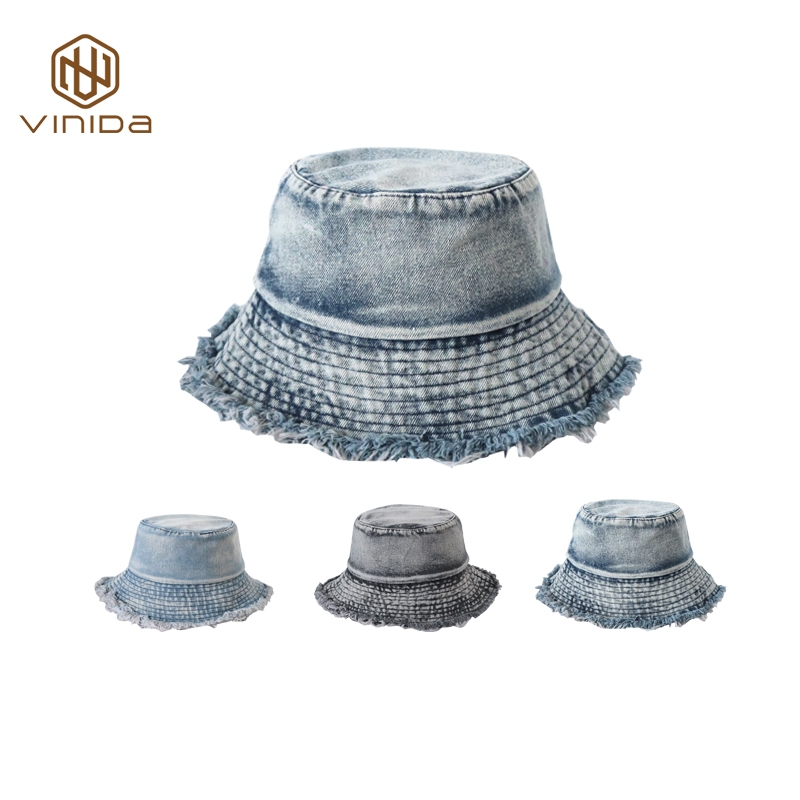 หมวกบัคเก็ต ผ้ายีนส์  หมวกแฟชั่น เกาหลี กันแดด 352