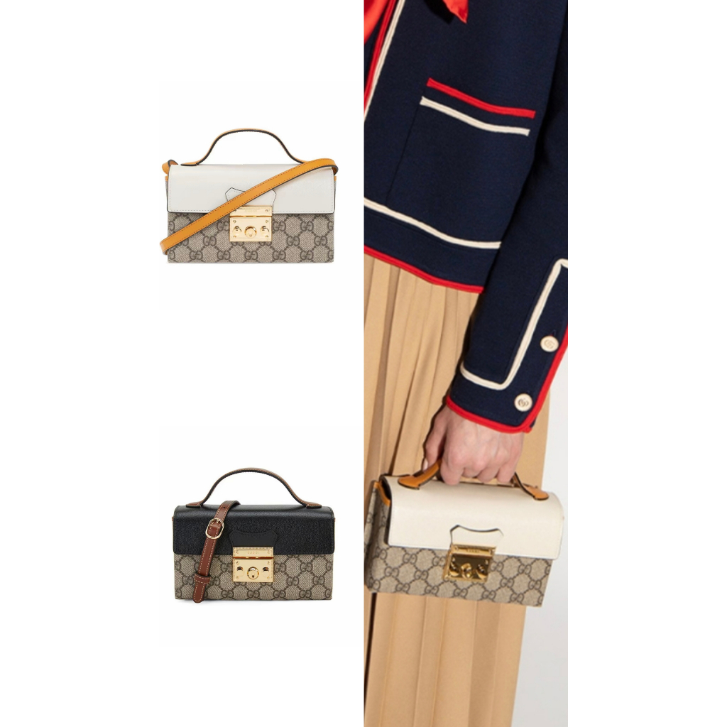 แท้ 100% / GUCCI / ชุดกุญแจ / สุภาพสตรี / Mini GG Supreme ผ้าใบพนังหัวเข็มขัดทอง / กระเป๋าสะพาย Mess