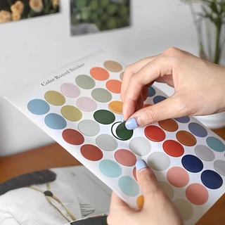OurHome [พร้อมส่ง] สติ๊กเกอร์ทรงกลม น่ารักๆ สำหรับตกแต่ง สติ๊กเกอร์ DIY สติ๊กเกอร์ตกแต่ง วารสารศิลปะ อัลบั้มทำมือ