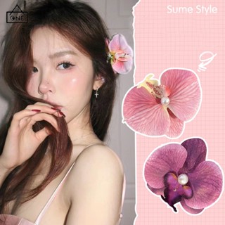 COD❤️กิ๊บติดผมลายดอกไม้กล้วยไม้สีสันสดใสประดับมุกสไตล์เกาหลี…