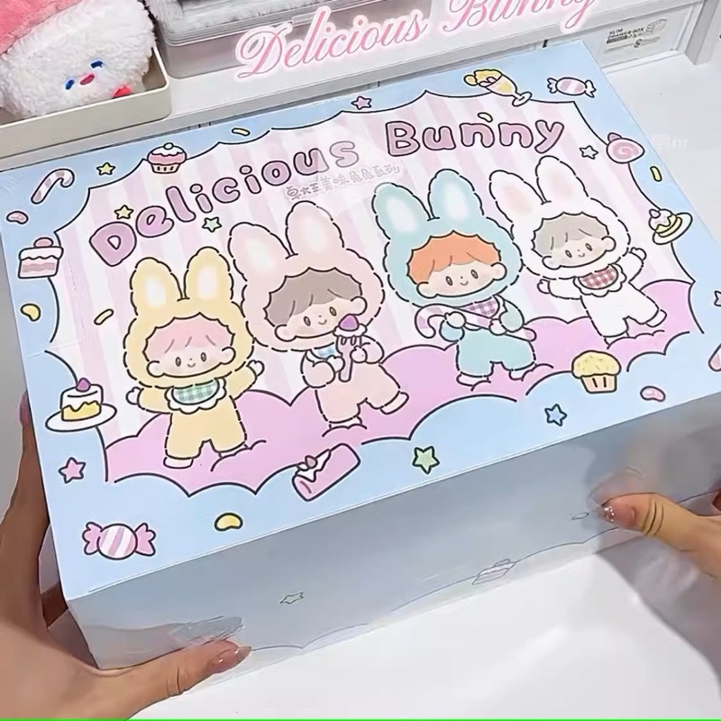 พร้อมส่ง art toy popmart delicious bunny กล่องจุ่ม boxset ตุ๊กตา พวงกุญแจ กระต่าย น่ารัก