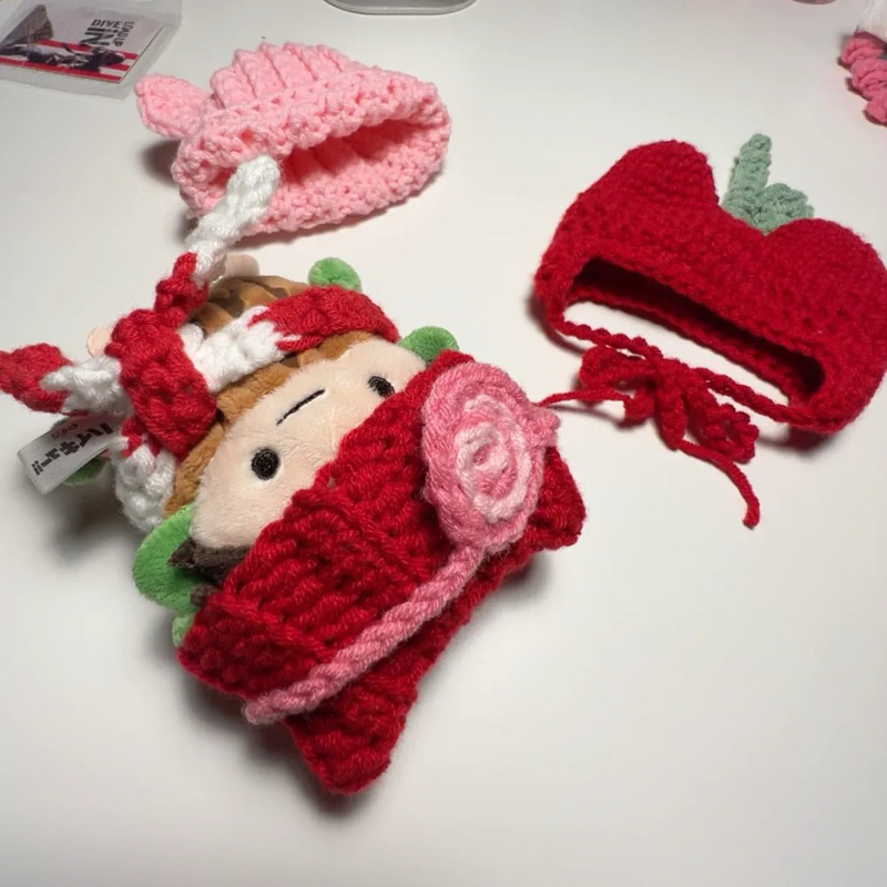 [ ชุดตุ๊กตา ] crochet (cat) beanie 🧶 หมวกหูแมว บินนี่ สำหรับตุ๊กตา 10 cm 15 cm (made to order)
