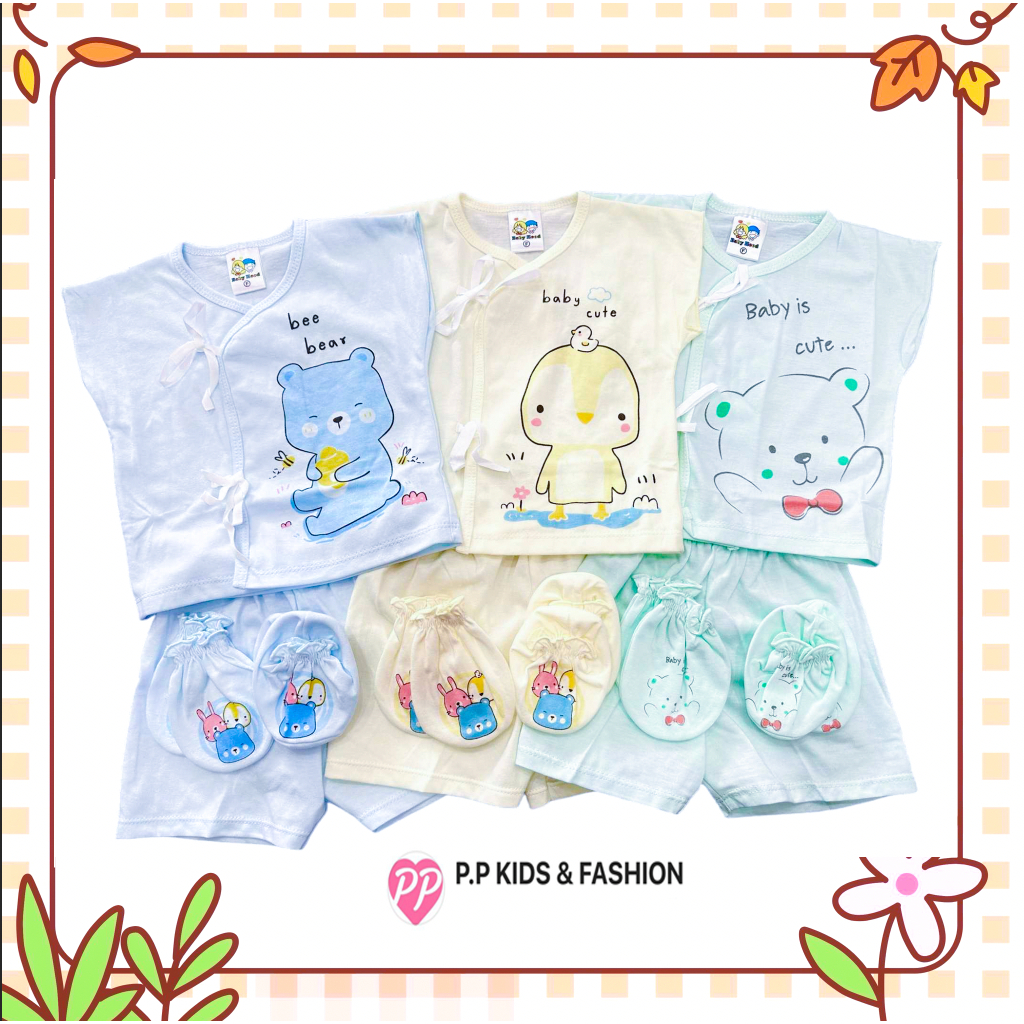 ชุดเซ็ทเด็กแรกเกิด ขนาด 0-6 เดือน ผ้า Cotton 100% คละสีตามรูป