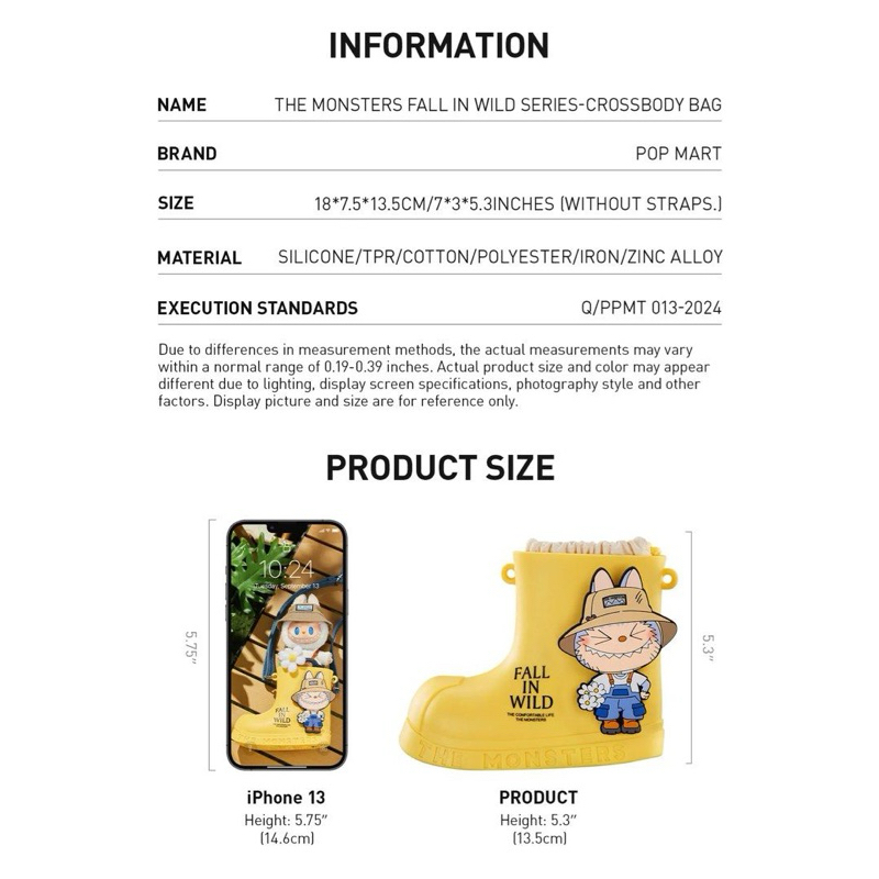 ✅ของแท้✅ กระเป๋ารองเท้าบูทลาบูบู้ The Monster Fall in wild crossbody bag พร้อมส่ง