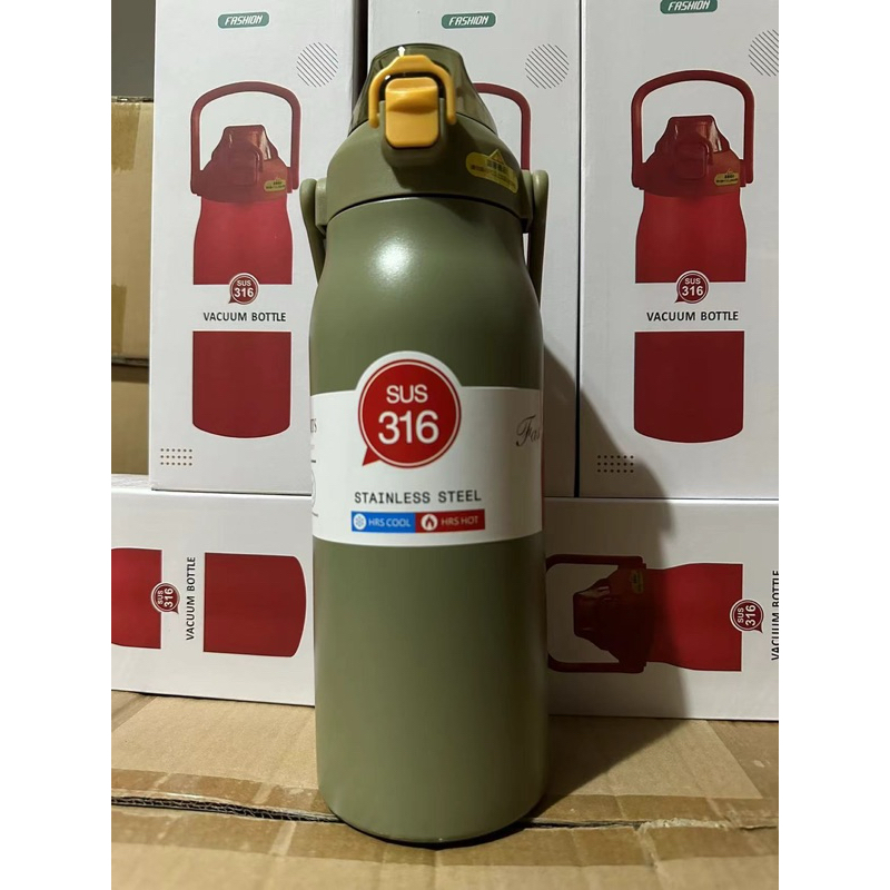 ขวดนำ้  1.7L 60Oz แท้งค์เก็บอุณหภูมิ มียางรองก้นขวด สแตนเลส316 กระติกน้ำเก็บความเย็น - รูปที่ 3