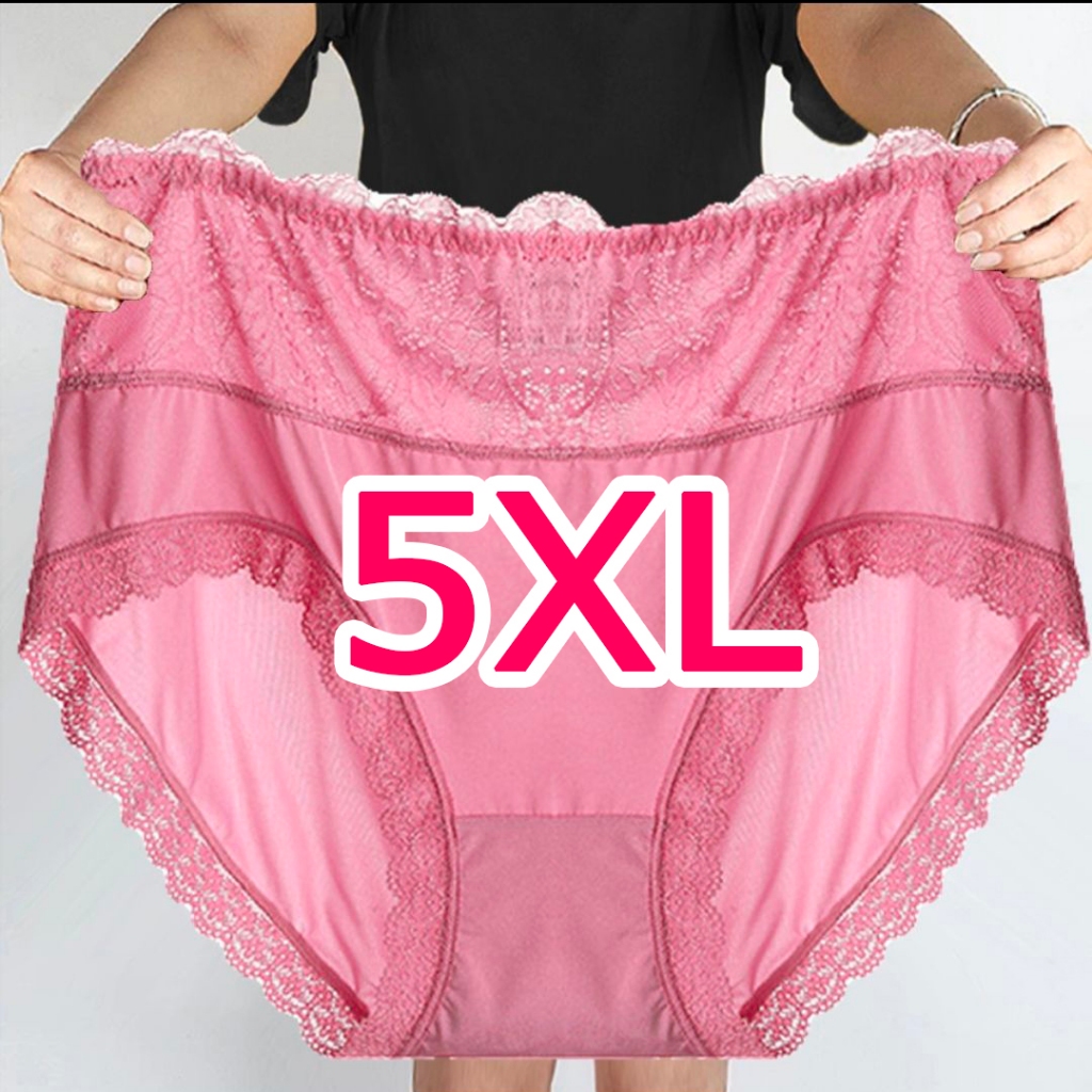 กางเกงในไซส์ใหญ่ขอบลูกไม้ 5XL ผ้าลื่นใส่สบาย