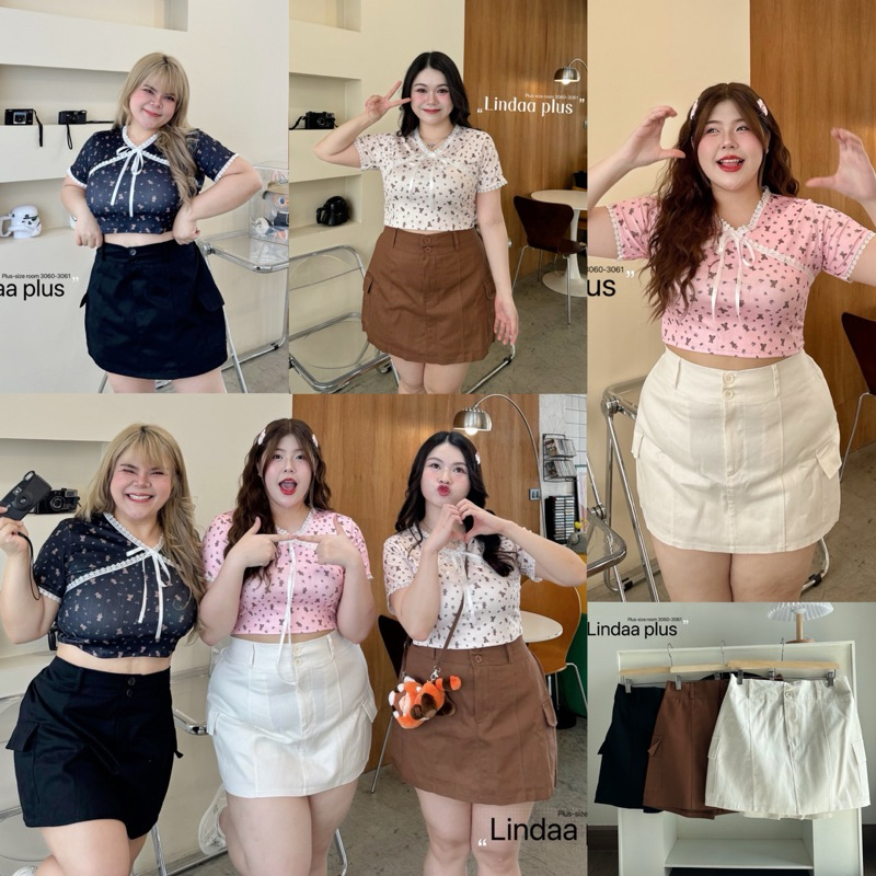 Linn กระโปรงกางเกง (รุ่น2กระดุม) กระโปรงสาวอวบ เอว32-48นิ้ว plussize