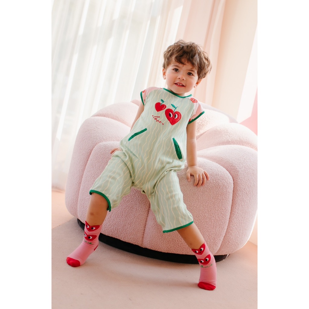 LittleNNN Romper คอลหัวใจผ้าCottonอย่างดี 9เดือน- 4ขวบ(*Remark แนะนำลดไซส์นะคะ ทรงค่อนข้างใหญ่ )