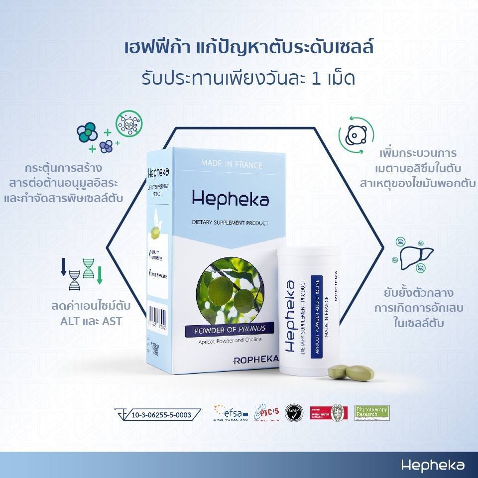 Hepheka เฮฟฟีก้าอาหารเสริมบำรุงตับ ลดการอักเสบลดไขมันพอกตับ ลดค่าตับสูง ล้างพิษตับ ล้างตับ