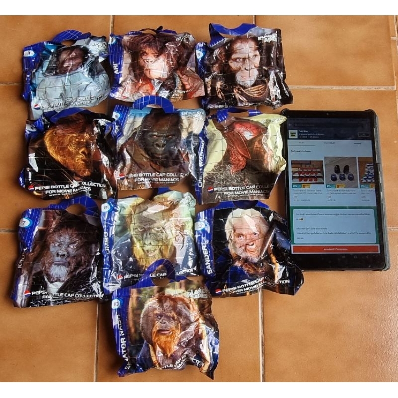 โมเดล ฝาเป๊ปซี่ พิภพวานร มีแขน งานซอง ครบชุด 10 ตัว ฝา Pepsi Planet Apes Pepsi Caps full special set