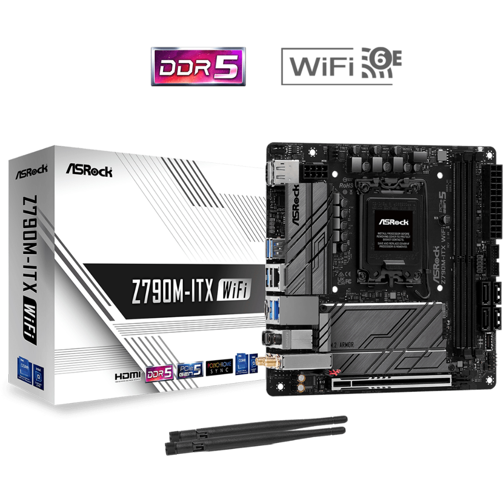 MAINBOARD (14th, 13th & 12th Gen) ASROCK Z790M-ITX WIFI (SOCKET LGA 1700) (MINI-ITX)- 3 Years