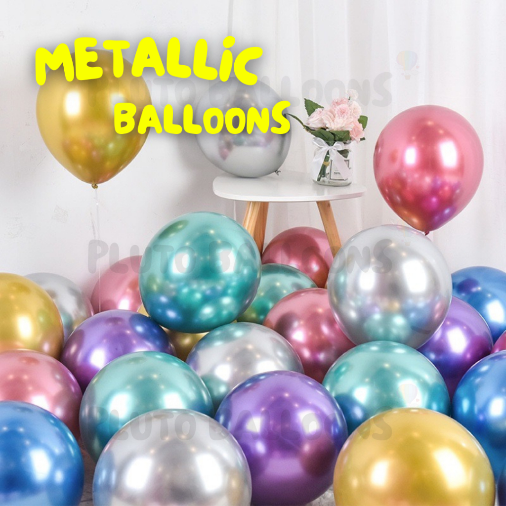 🎈ลูกโป่งเมทัลลิก 10 และ 12 นิ้ว เนื้อหนา สีสวย🎈 [1 แพค 10 ชิ้น] [16 สี]