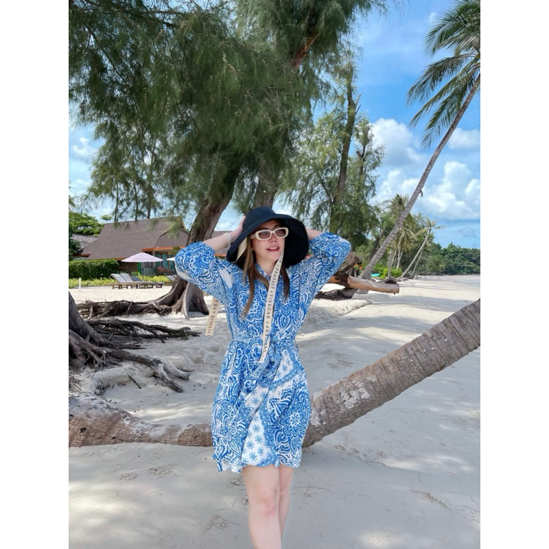 Nooch.closet : เดรสสั้นโบฮีเมี่ยน Royal Blue Minidress