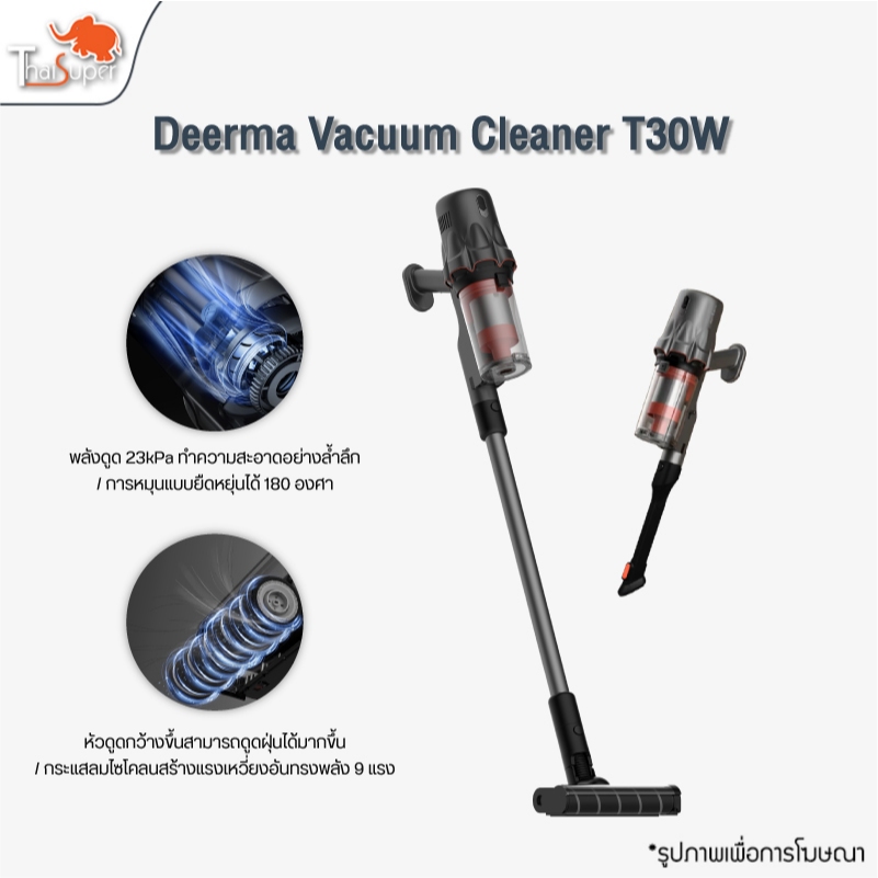 Deerma Wireless Vacuum Cleaner เครื่องดูดฝุ่นไร้สาย T30W เครื่องดูดฝุ่นมือถือ 23kPa