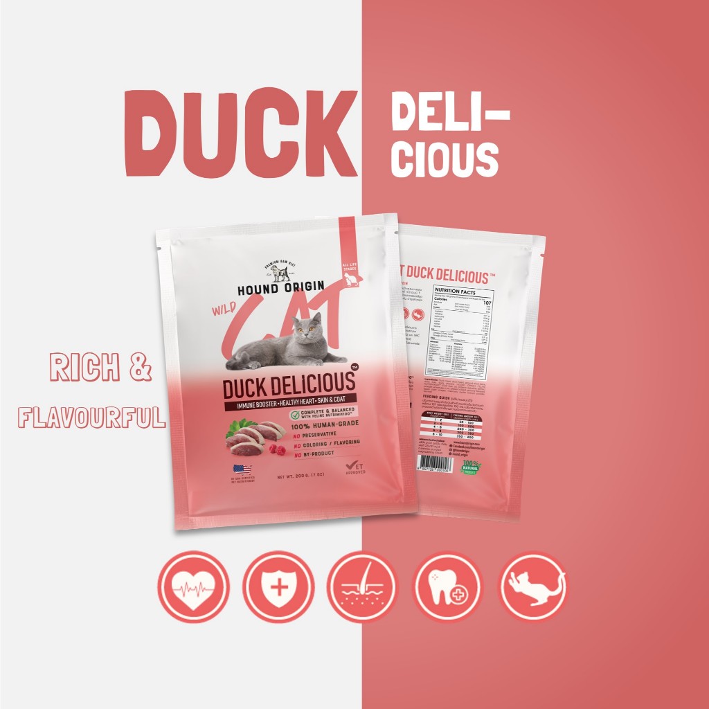 Hound Origin Cat BARF - Wildcat Duck Delicious - 200 g.