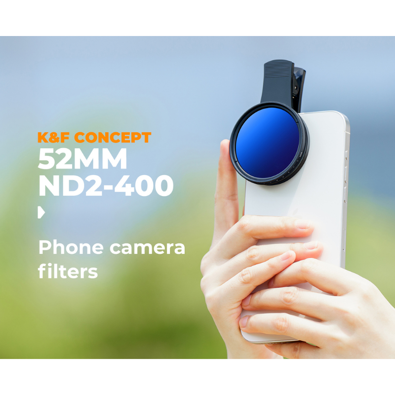 K&F Nano-K Filter ND2-400 พร้อมตัวหนีบโทรศัพท์สำหรับใส่ฟิลเตอร์ขนาด52mm. (KF01.2639)