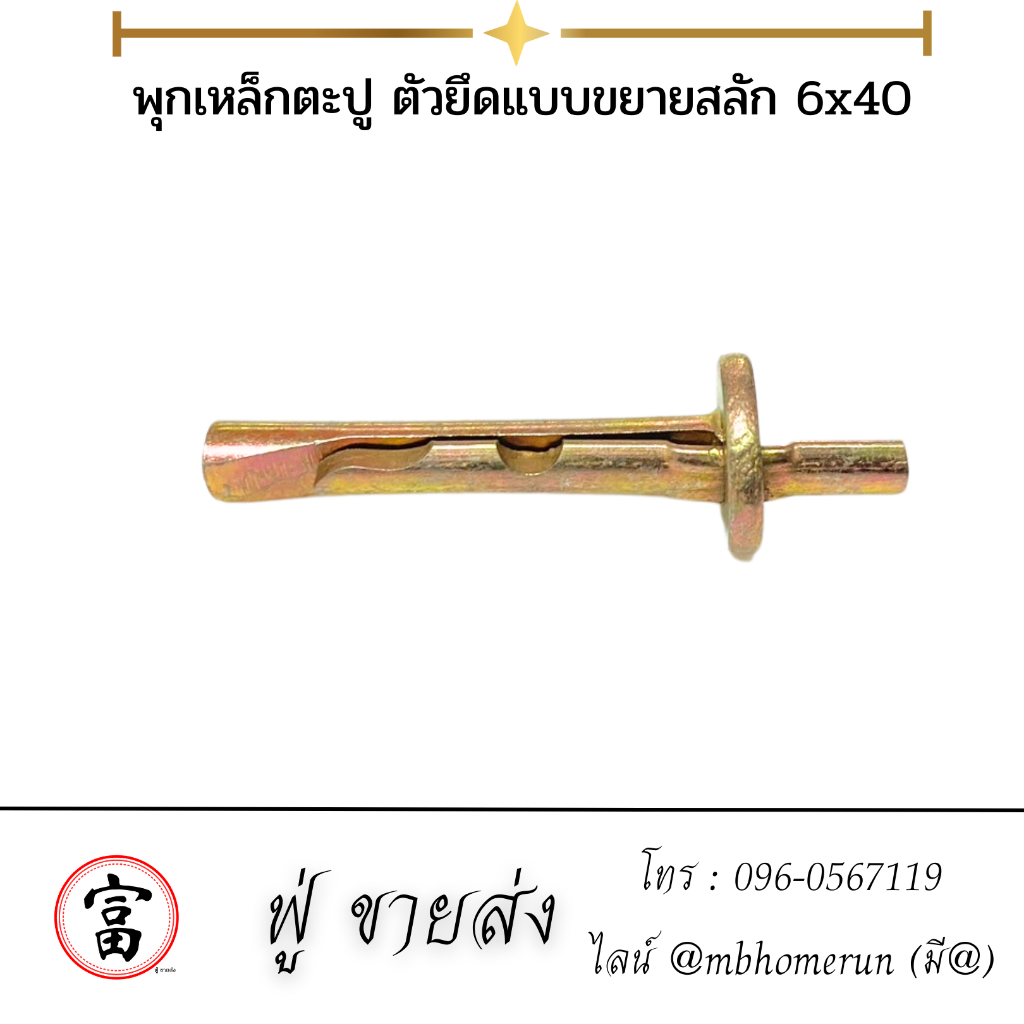 พุกเหล็กตะปู ตัวยึดแบบขยายสลัก ขนาด (6x40) *ราคาต่อกล่อง* แข็งแรง ทนทาน จัดส่งไวทั่วประเทศ