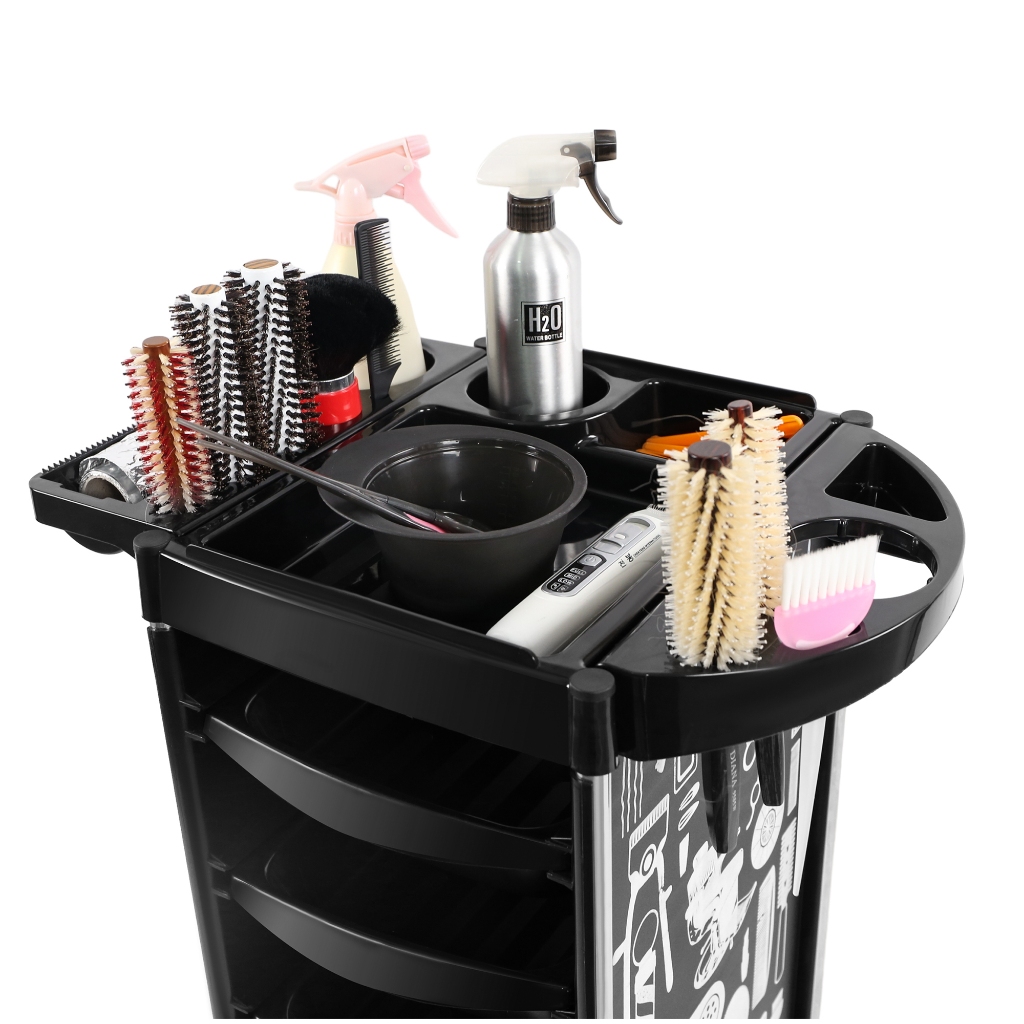 รถเข็นตัดผม 6ชั้น ที่เก็บเครื่องมือช่างทำผม รถเข็นเสริม สวย ชั้นวางไดร์เป่าผม รถเข็นร้านเสริมสวย E55