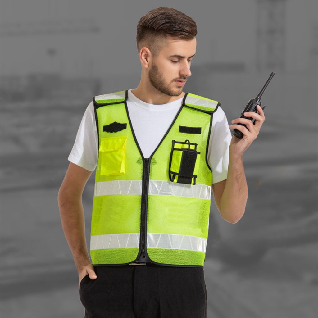 เสื้อกั๊กสะท้อนแสง เสื้อคนงาน reflective vest เสื้อกั๊กเซฟตี้ สำหรับ ช่างซ่อมบำรุง ก่อสร้าง รปภ. Fre