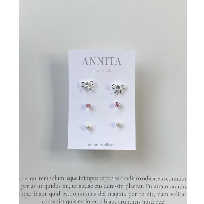 annita.silver - Ribbon set // เซ็ทต่างหูโบว์เงินแท้925 [ราคาต่อเซ็ท]
