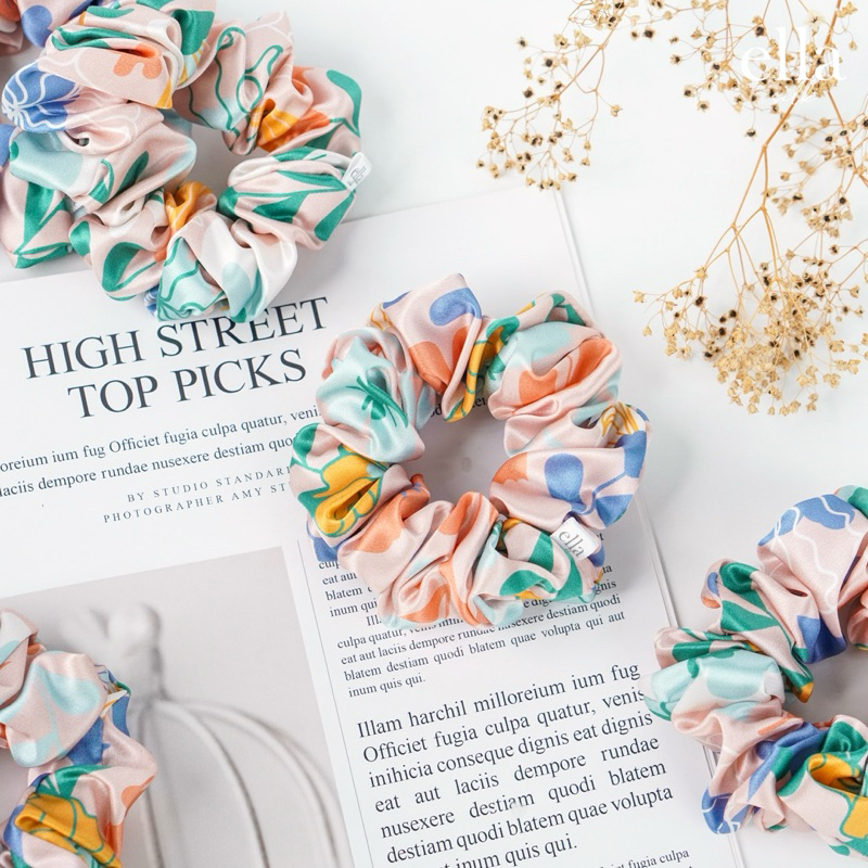 ยางมัดผม และที่คาดผมผ้าไหม Ella silk - Bubbly Floral Collection