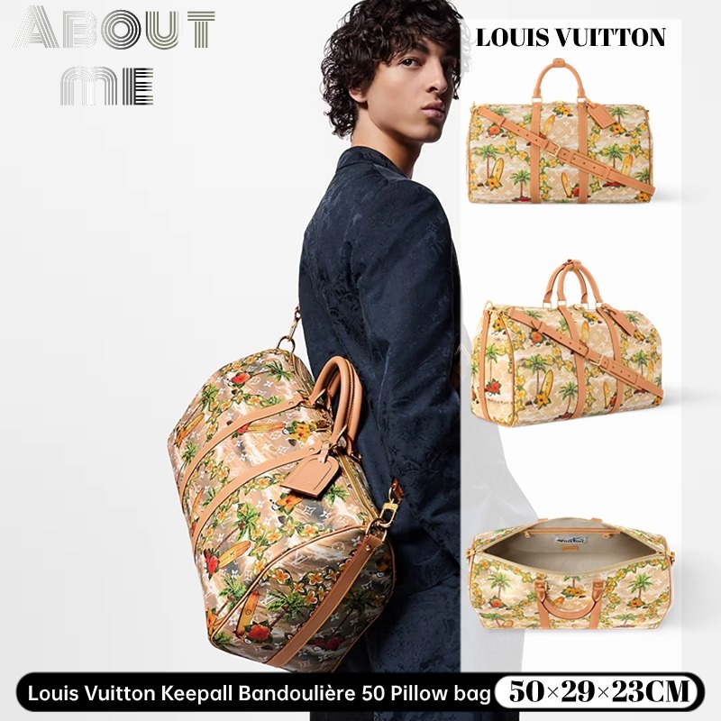 🆕{NEW } หลุยส์วิตตอง 💯Louis Vuitton Keepall Bandoulière 50 Pillow bag💯 กระเป๋าช้อปปิ้งมือผู้ชาย LV