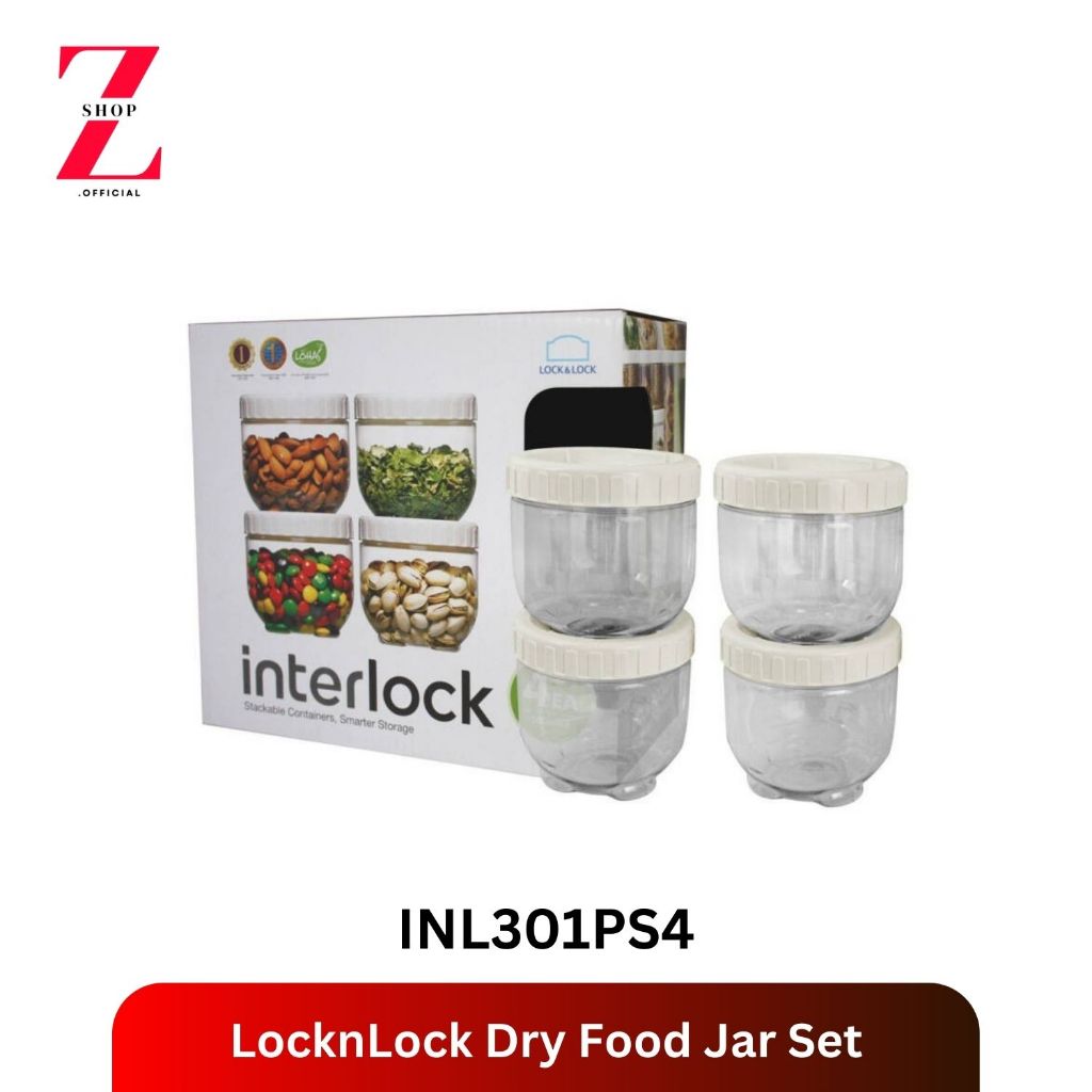 LocknLock เซตกล่องเอนกประสงค์ 4 ชิ้น Dry Food Jar Set รุ่น INL301PS4