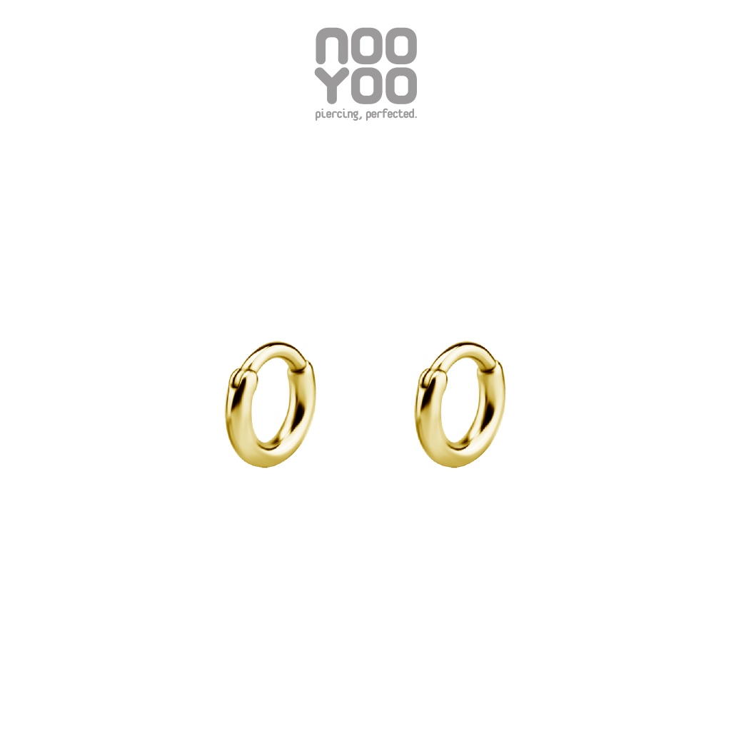 NooYoo ต่างหูสำหรับผิวแพ้ง่าย Second Hole Hoop 5 mm Surgical Steel(สีขาว/สีทอง)