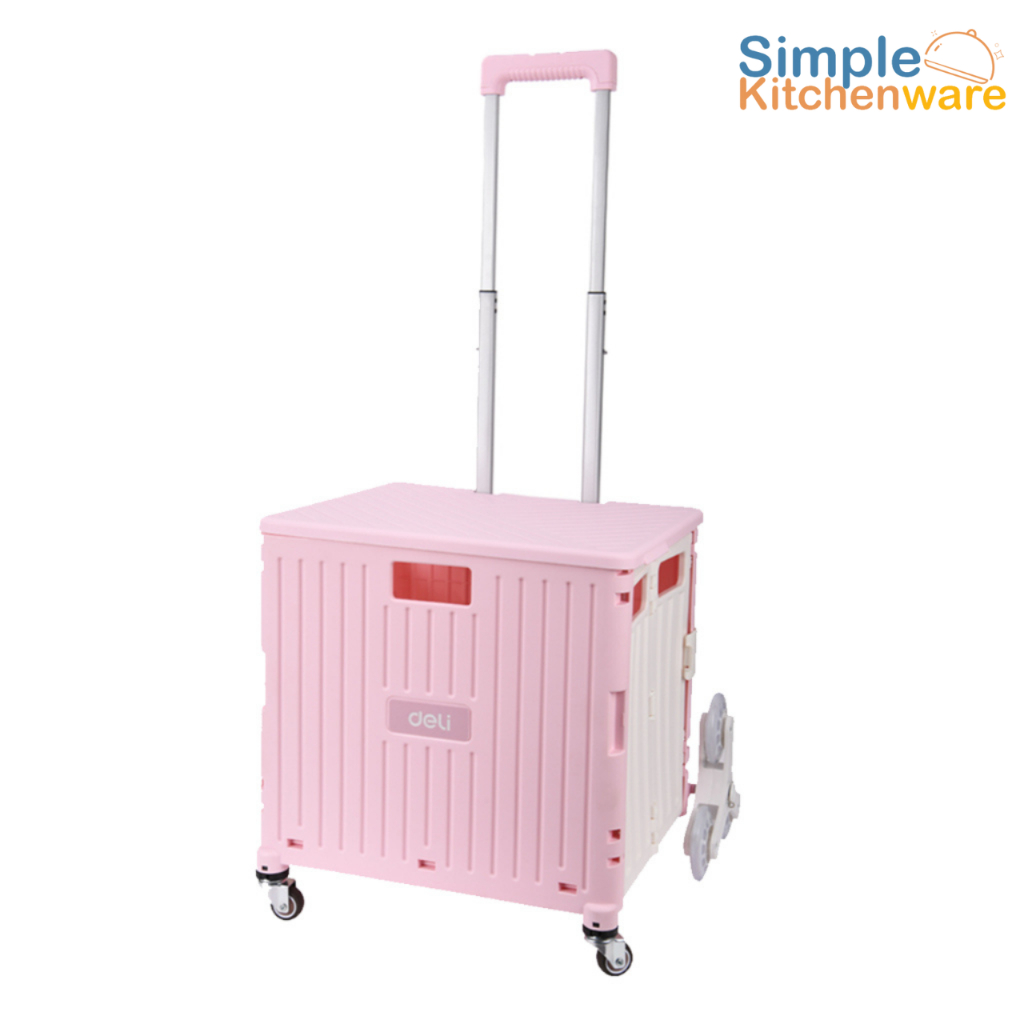 ตะกร้ารถเข็นพับได้ รถเข็นจ่ายตลาด รถเข็นของ flat cart แข็งแรง รับน้ำหนักได้ดี ใส่ของได้เยอะ 45L 65L Alechaung coffee
