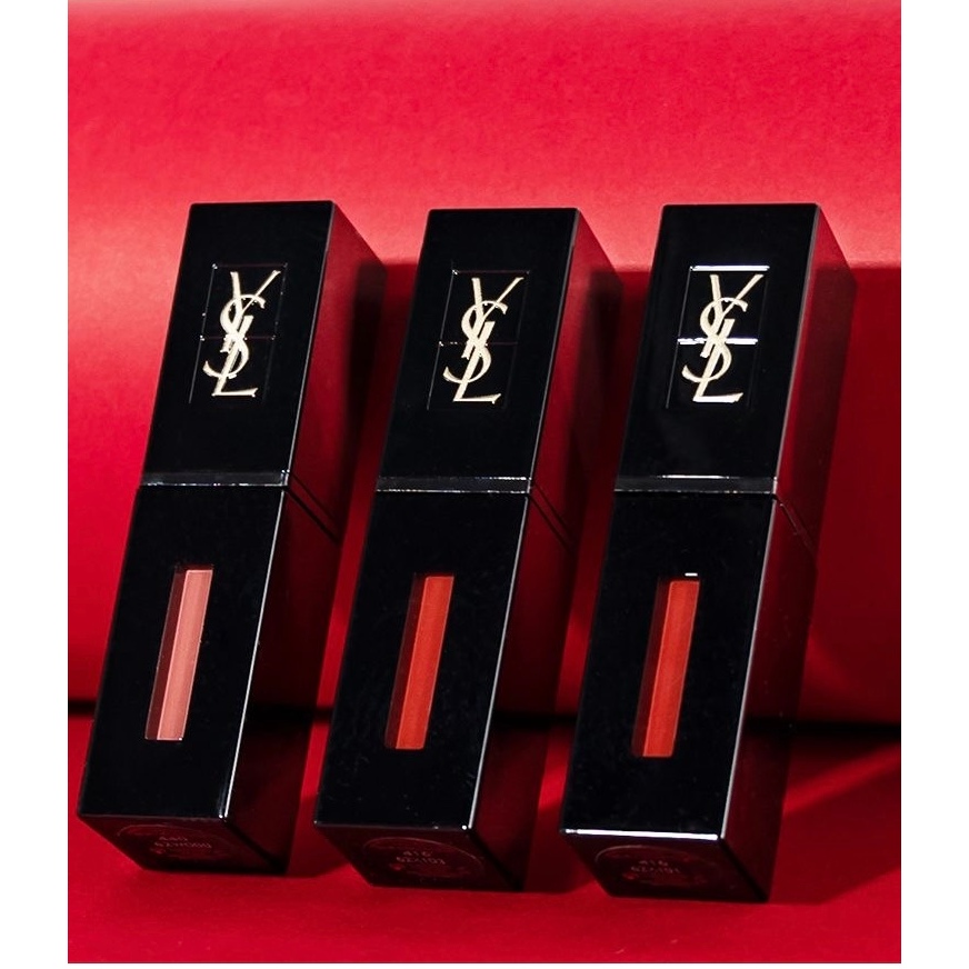 ลิปสติกYSL Yves Saint Laurent Black Tube Lip Glaze Lipstick Moisturizing Lasting Mirror Glass Tomato Color 5.5ml