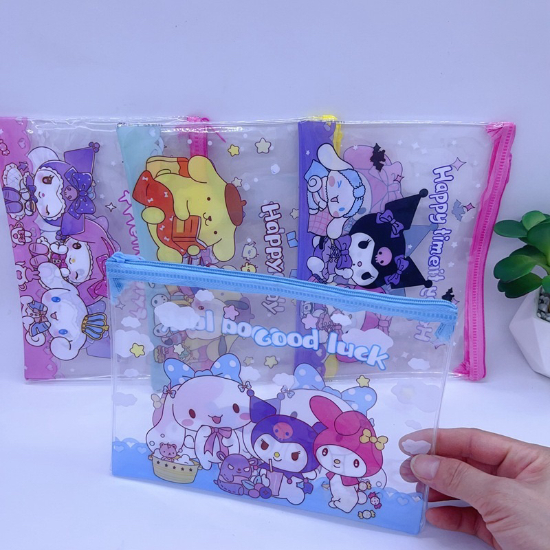 กระเป๋าใส ขนาด A5 ลายการ์ตูนน่ารัก sanrio หนาอย่างดี สําหรับใส่เครื่องเขียน เอกสารพกพาได้สะดวก