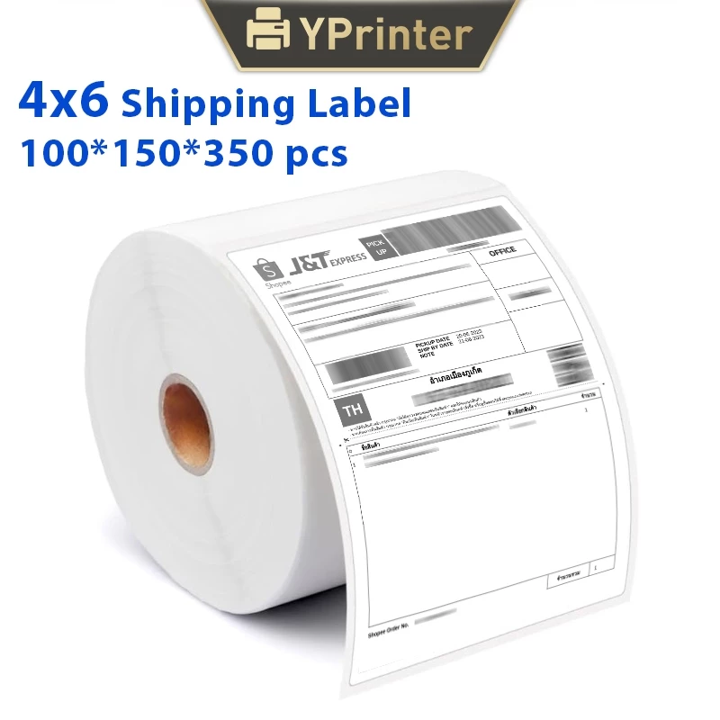 [100x150x350ใบ] กระดาษสติกเกอร์ความร้อน 4x6 Label Sticker ปริ้นใบปะหน้าพัสดุเหมาะสำหรับขนส่งทั่วไป