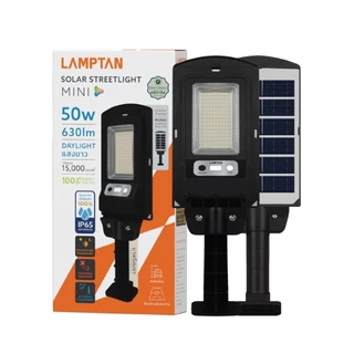LAMPTAN โคมไฟถนนพลังงานแสงอาทิตย์ขนาดเล็ก LED SOLAR STREETLIGHT MINI 50W แสงขาว กันน้ำระดับ IP65 พร้อมเซนเซอร์จับความสว่