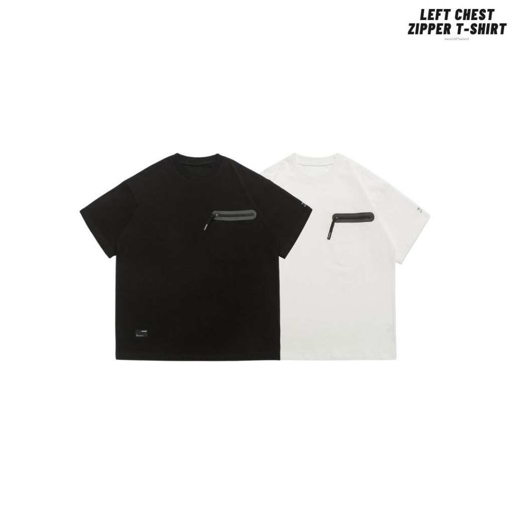 Jeera168 | รุ่น Left chest zipper t-shirt เสื้อเชิ้ตแขนสั้น Unisex ซิปอกซ้ายสุดชิค (พรีออเดอร์)