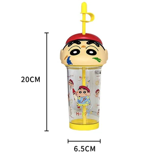 แก้วน้ำหัวการ์ตูน รูปซินจัง ขนาด500MLมาพร้อมหลอดดูด