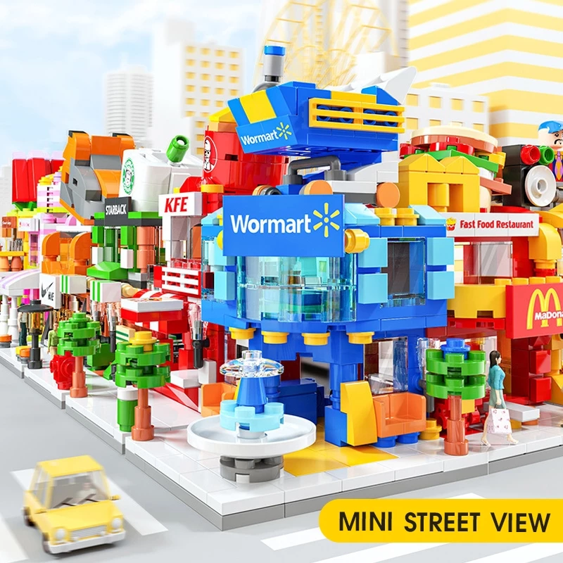 เลโก้ตัวต่อ City Street View Series ร้านค้า ชุดตัวต่อขนาดเล็ก