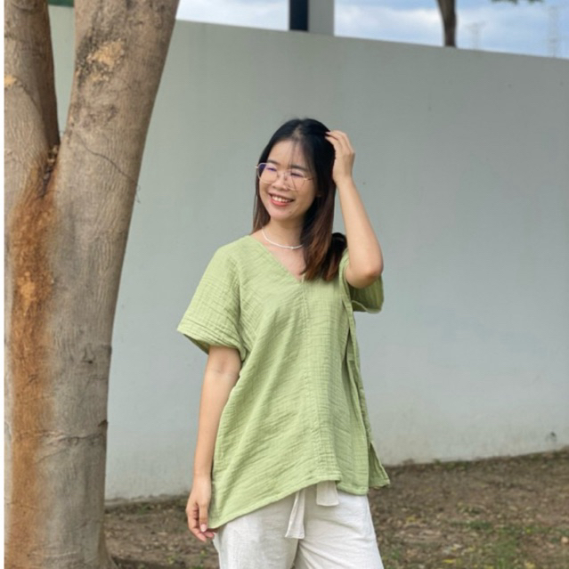 เสื้อพื้นเมืองทรงกะเหรี่ยง ผ้าสาลูสองชั้น เนื้อผ้านุ่มใส่สบาย