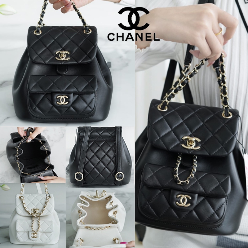 ของแท้ 100% Chanel New Flip Cover Vintage School Bag Gold Buckle